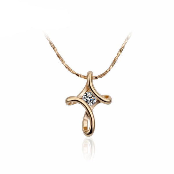 Knotted Cross Crystal Necklace