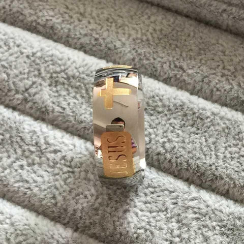 Silver Plated Jesus Cross Ring