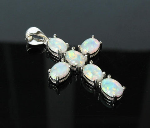 Crystal Stone Cross Pendant Necklace