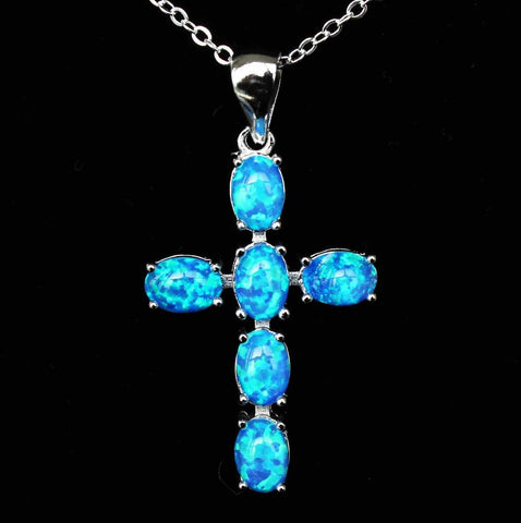 Crystal Stone Cross Pendant Necklace