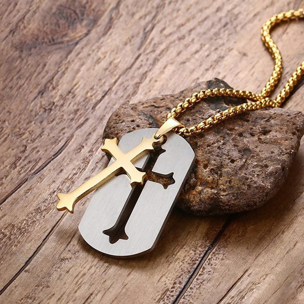 Dog Tag Cross Necklace