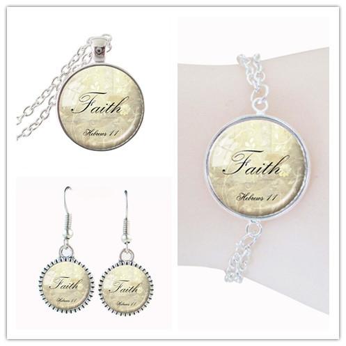 Inspiring Quote Dome Glass Jewelry Set