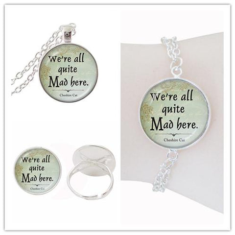 Inspiring Quote Dome Glass Jewelry Set
