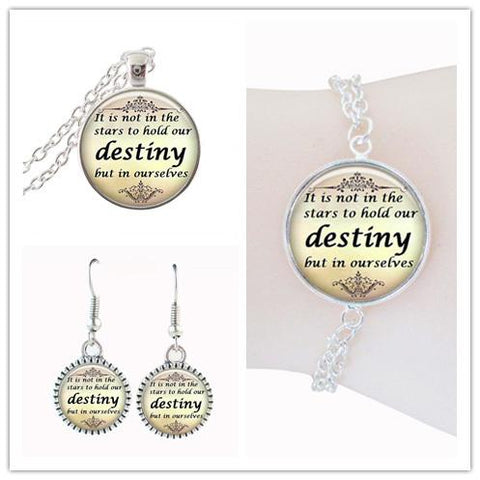 Inspiring Quote Dome Glass Jewelry Set