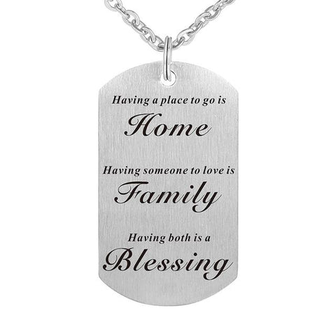 Inspirational Engraved Quotes Dog Tag Pendant