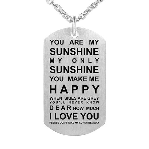 Inspirational Engraved Quotes Dog Tag Pendant