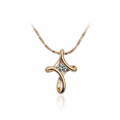 Knotted Cross Crystal Necklace