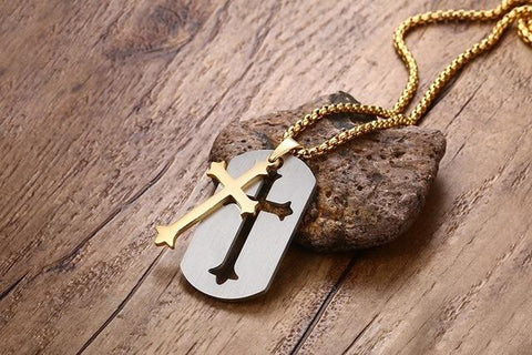 Dog Tag Cross Necklace
