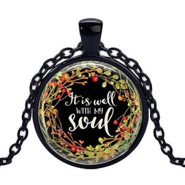 "It Is Well with My Soul" Glass Cabochon Necklace