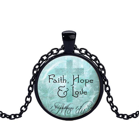 Bible Verse Glass Dome Pendant Necklace