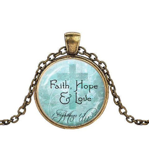 Bible Verse Glass Dome Pendant Necklace