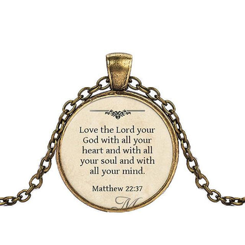Bible Verse Glass Dome Pendant Necklace