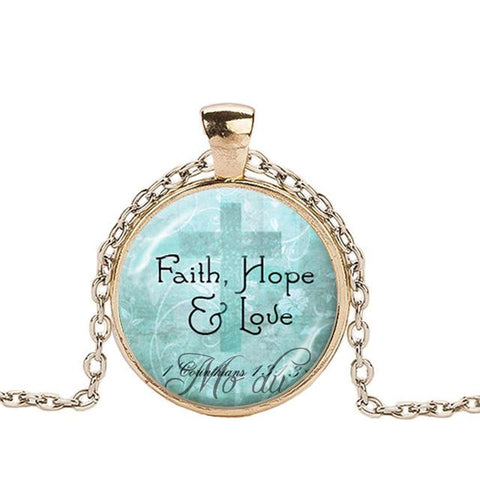 Bible Verse Glass Dome Pendant Necklace