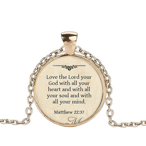 Bible Verse Glass Dome Pendant Necklace